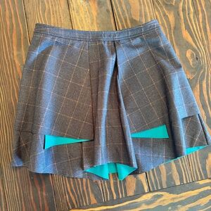 Endless Rose Plaid‎ Layered Mini Skirt Teal Lined Size L